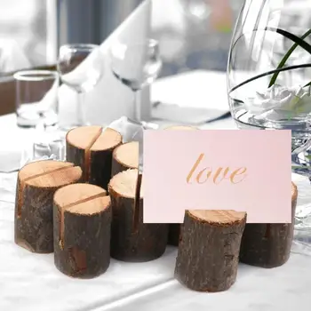 

20pcs Card Holders Wooden Log Design Business Wedding Party Name Place Card Hold For Wedding Offices Anniversary Parties