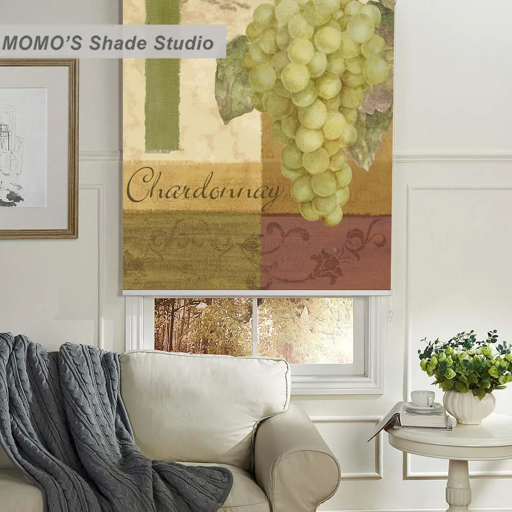 

MOMO Roller Blinds Blackout Design Window Blinds Painting Curtains Roller Shades Thermal Fabric Custom Size, PRB set441-444