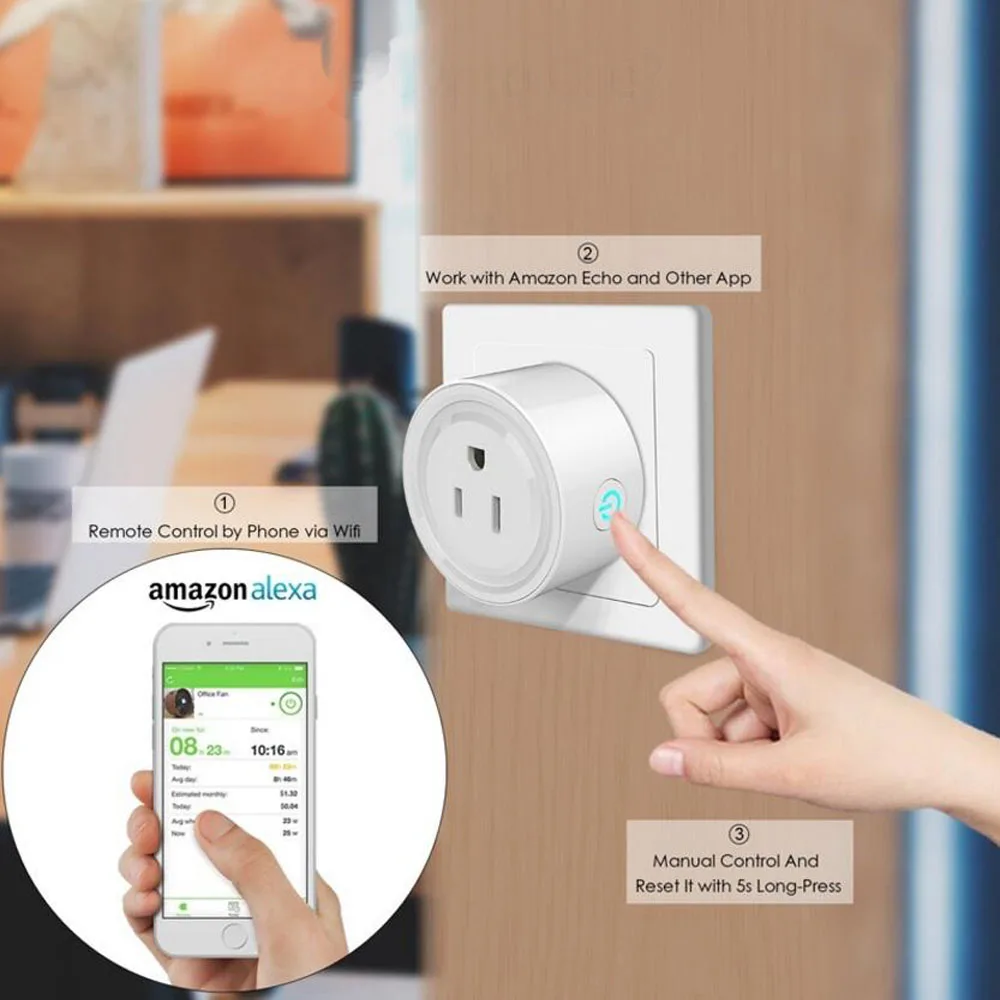 

US Standard Plug Wall Power Socket Wifi Adapter Timer Electric Socket App Remote Control Mini Smart Switch Socket