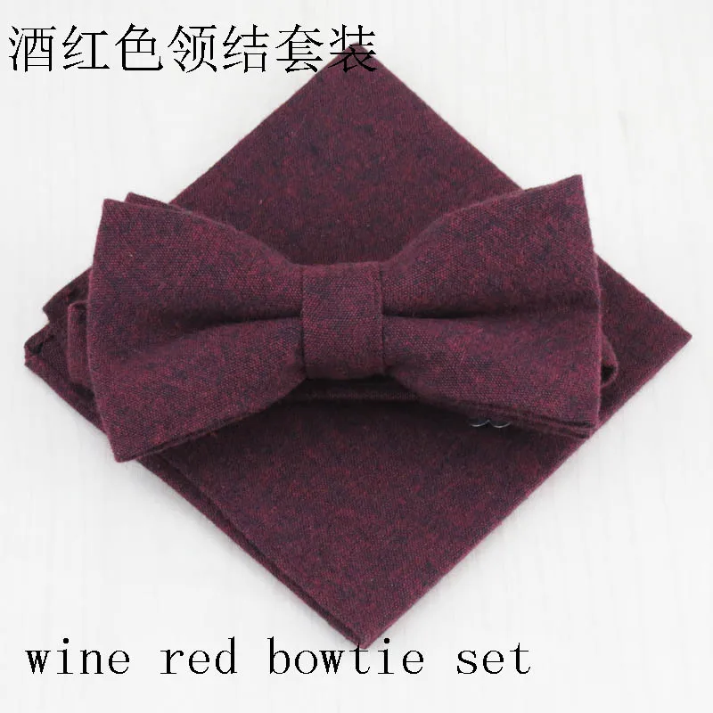 Человек хан издание чистый цвет соответствия галстук галстук-бабочка карман полотенце/пять цветов/хлопок модные высококлассные джентльмен - Цвет: wine red bowtie
