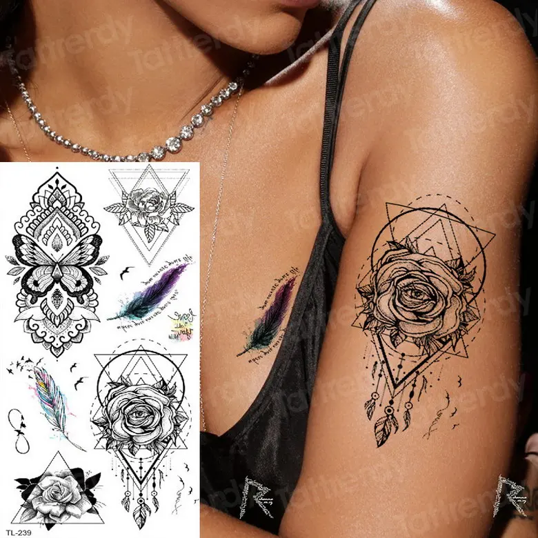 Временная татуировка Дракон временные Крылья татуировки водонепроницаемый водная тату наклейка женщина тату боди-арт поддельные тату этнический дизайн - Цвет: TL239