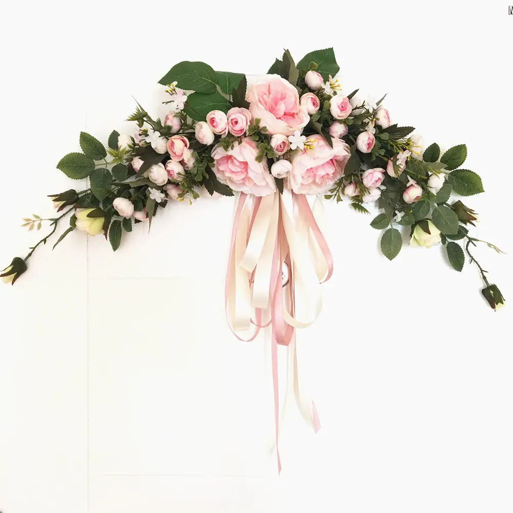 

Artificial Silk Rose Lintel Home Bedroom Door Mirror Front Flower Wedding Scene Wall Decoration Fake Flower Christmas Gift