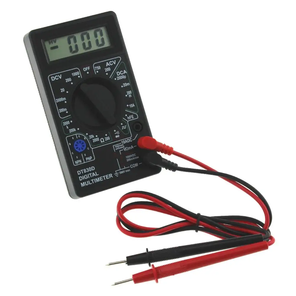 

Mini Digital Multimeter Ohm Voltmeter Ammeter AVO Meter DT830D Test Leads LCD