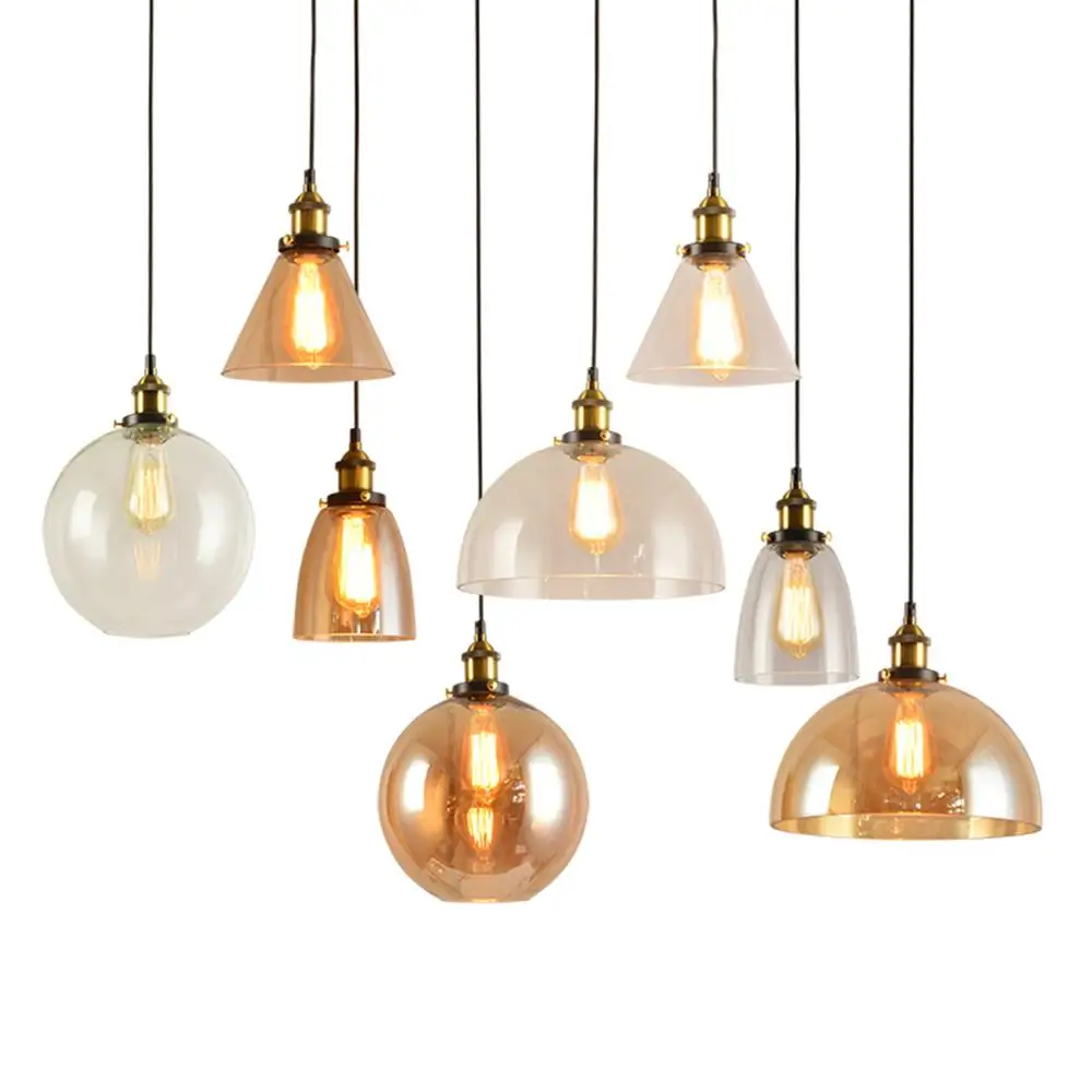 

ZhaoKe Loft Vintage Pendant Lights Glass Industrial Pendant Lamps Metal Retro Lustres Hanging Fixtures suspendu E27 D98