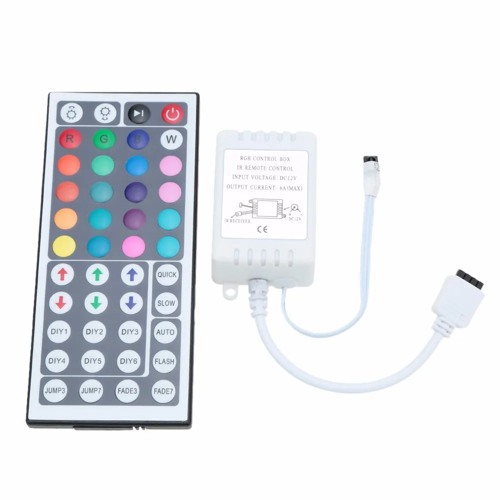 1 комплект 5 м SMD3528 DC12V 2A IP65/IP20 Водонепроницаемый High-end 60 светодиодный/M RGB светодиодный RGB светодиодные ленты с 24/44key Инфракрасный пульт-контроллер коробки - Испускаемый цвет: 44Key Controller Set