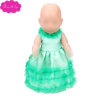 

43 cm baby dolls Clothes green princess evening dress lace dress accessories fit 18 inch Girl doll f415