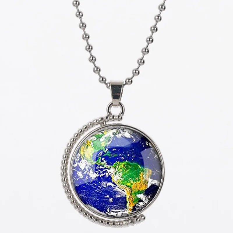 

LVS2 earth shape pendant necklace for women and man resin 925 silver good qulaity