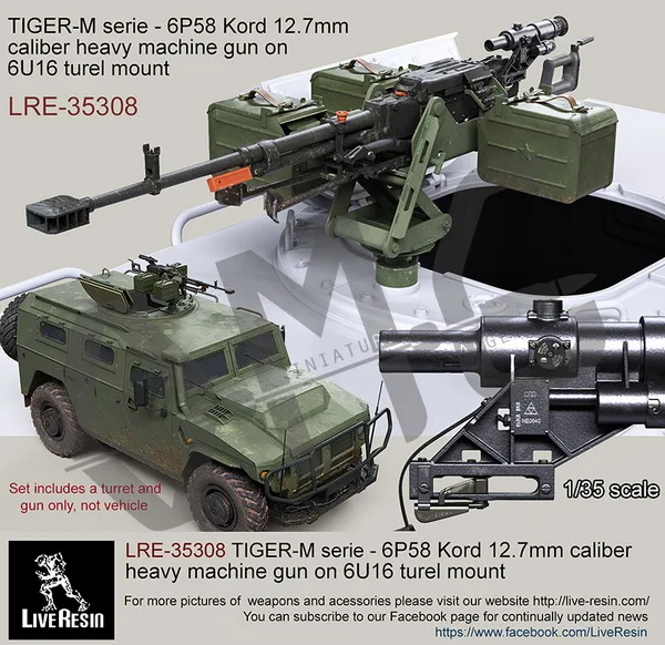 [Scale Model Kit] Live Resin LRE-35308 1/35 TIGER-M serie - 6P58 Kord 12.7mm caliber heavy machine gun