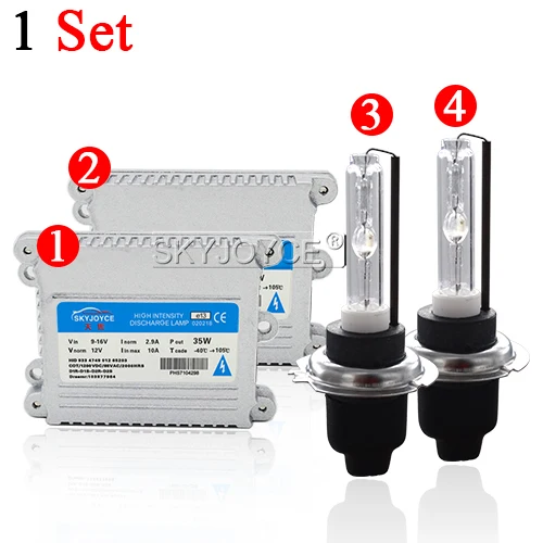 SKYJOYCE 35 Вт ксеноновые фары для автомобиля модернизации Conversion Kit 12V AC тонкий балласт Cnlight H1 H3 H7 H11 4300k 6000k ксеноновых фар, Высокопрочная конструкция лампы - Испускаемый цвет: 1 full kit set