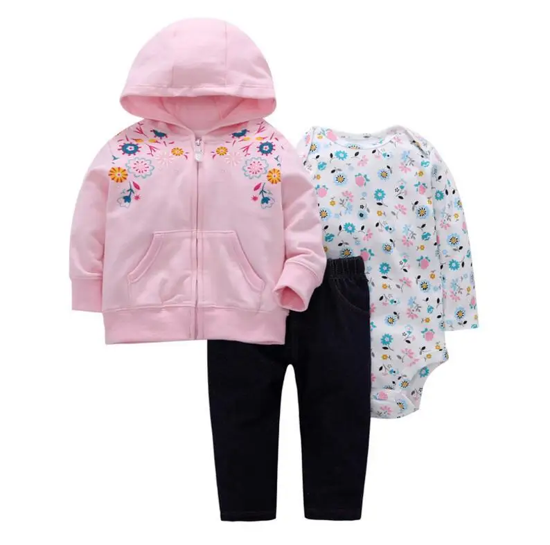bebes/комплект одежды для маленьких мальчиков и девочек, хлопковый кардиган с капюшоном+ брюки+ боди, комплект из 3 предметов, Одежда для новорожденных - Цвет: model 16
