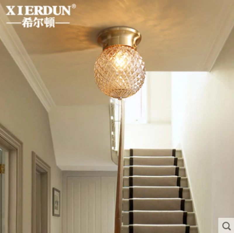 

Full copper American entrance porch corridor balcony suction roof creative Nordic personality cloakroom lamps and lanterns