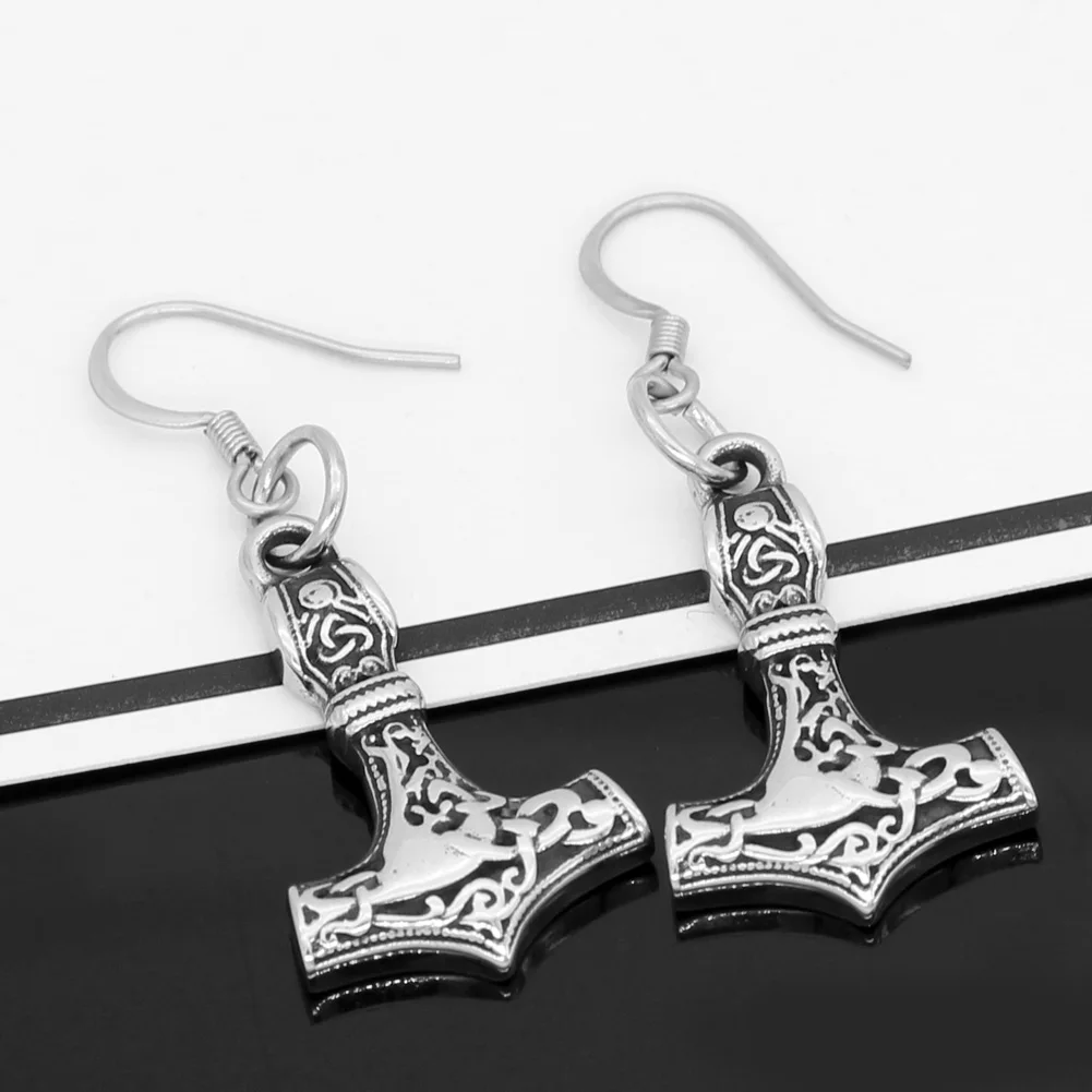 Скандинавский Викинг рун маленькие thor hammer Mjolnir серьги из нержавеющей стали с