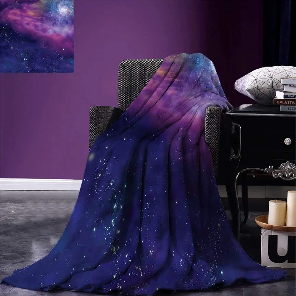 

Outer Space Throw Spiritual Dim Star Clusters Milky Way Inspired Circle Back with Solar Elements Warm Microfiber Blanket