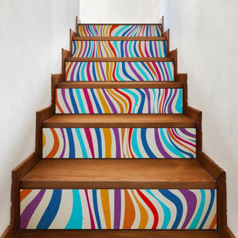 JX-LCLYL 6Pcs 3D Self-adhesive DIY Vinyl Staircase Stair Riser Floor Sticker Wall Decal
