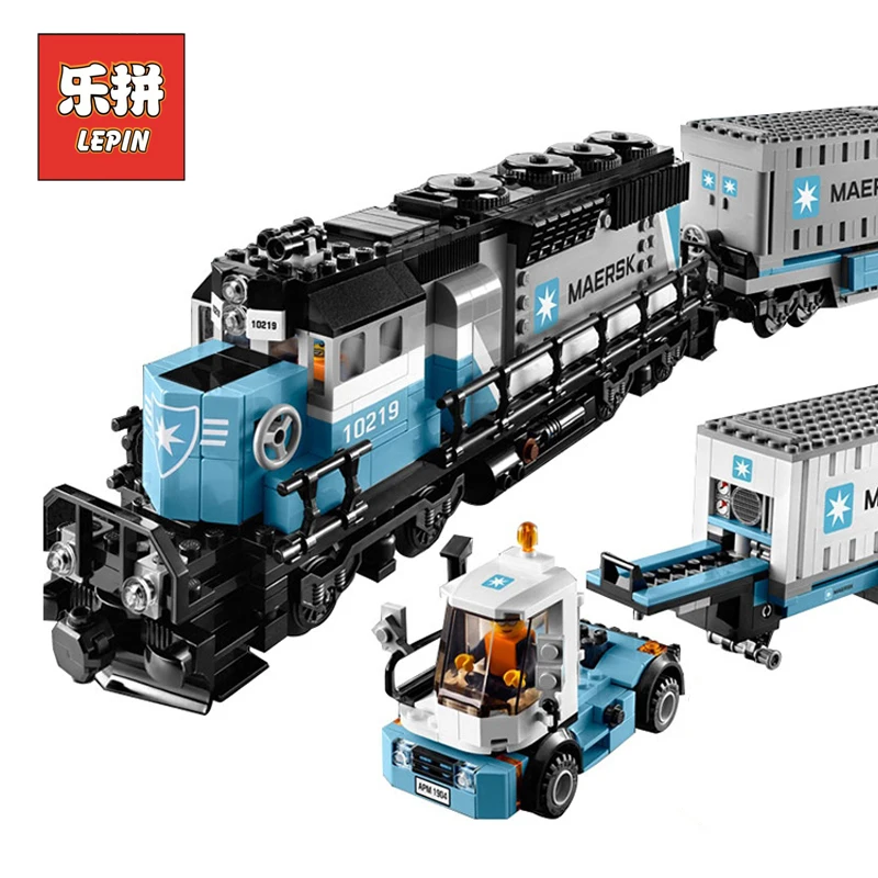 

Lepin 21006 Genuine Technic Series The Maersk Train Set 10219 Model Building Kits Blocks Bricks Children Toys Gift Lepin