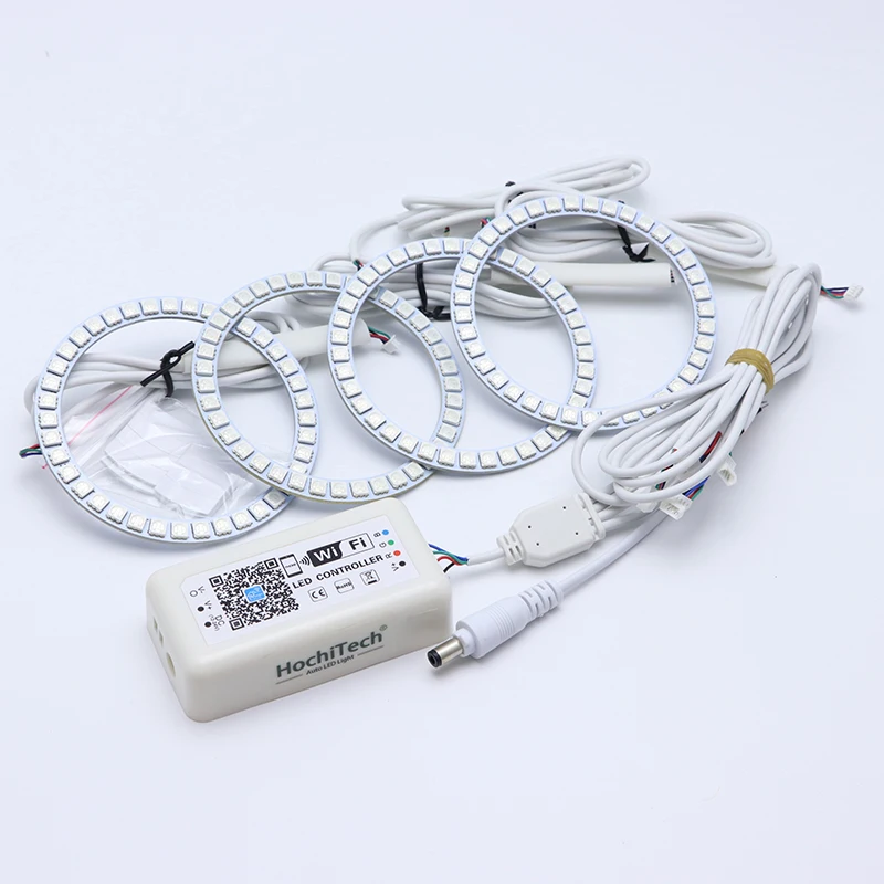Беспроводной разноцветный светодиодный дневной светильник Angel Eye с Wi Fi RGB DRL для Fiat