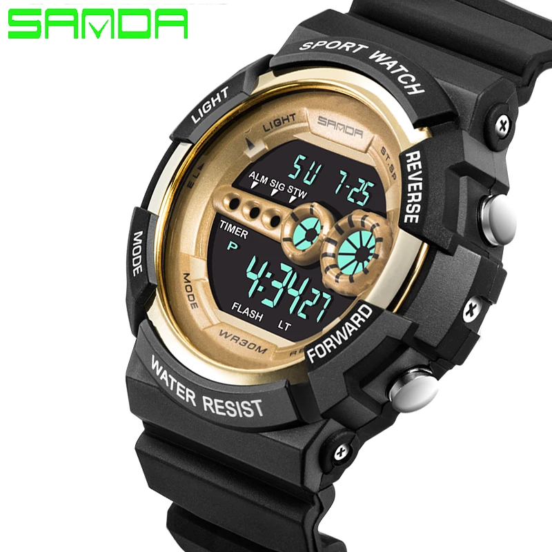 Online SANDA Relogio Masculino Tahan Air Luar Olahraga Gaya G Kejutan Jam Tangan Pria Quartz Digital Watch Militer DIPIMPIN Jam Tangan