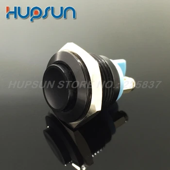 

high quality 5pc blue LED 5v 12v black metal waterproof screw micro switch push button momentary 16mm push button switch