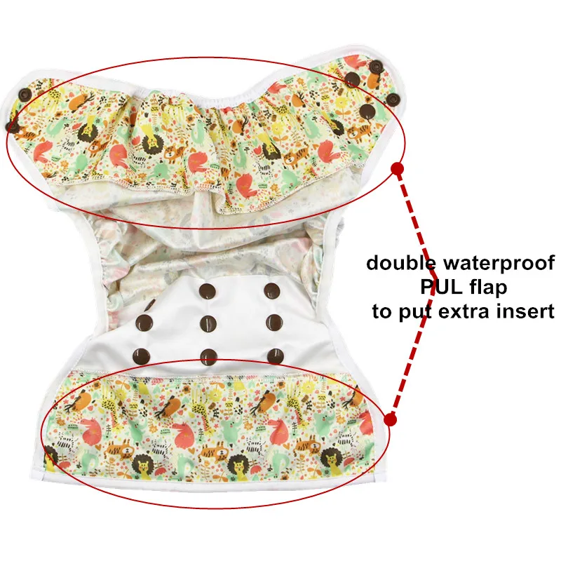 5 шт многоразовые подгузники, двойные вставки, тканевые подгузники, цветные, моющиеся, водонепроницаемые, для детей