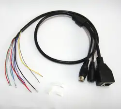 2 шт. CCTV IP-сети Камера модуль pcb мощность аудио видео кабель, с RCA аудио RJ45 Женский & DC Мужской разъемы с terminlas