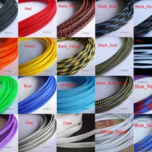 2 м 4 мм в ширину 5/3" плотный Плетеный ПЭТ расширяемый кабель оболочка провода черный/красный/желтый/зеленый/синий/фиолетовый/серый/белый/прозрачный