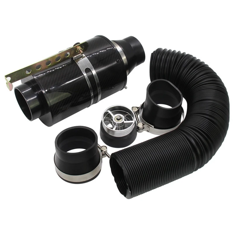 Universal Auto Car Carbon Fiber Induction Ram Filter Box Cold Air Intake System With Intake Hose