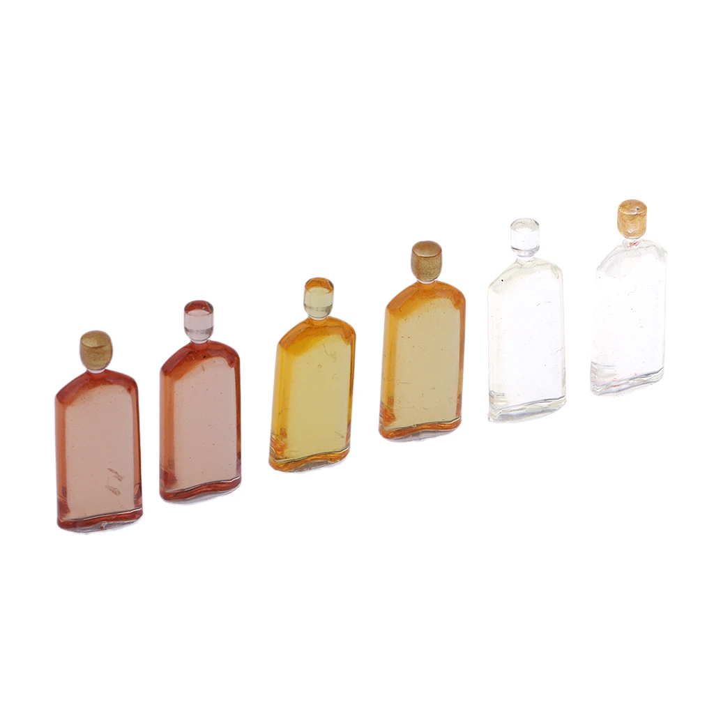 

Set of 6pcs Miniature Whisky Bottles Beer Bottles Dollhouse Foods Groceries