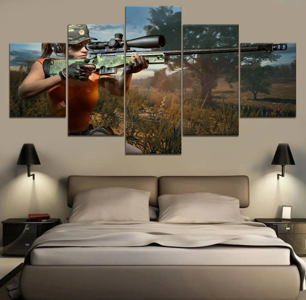 

Canvas Print Painting HD Print Painting Home Decorative Modular Framework5 Panel PUBG Game Poster Modern Wall Art Picture
