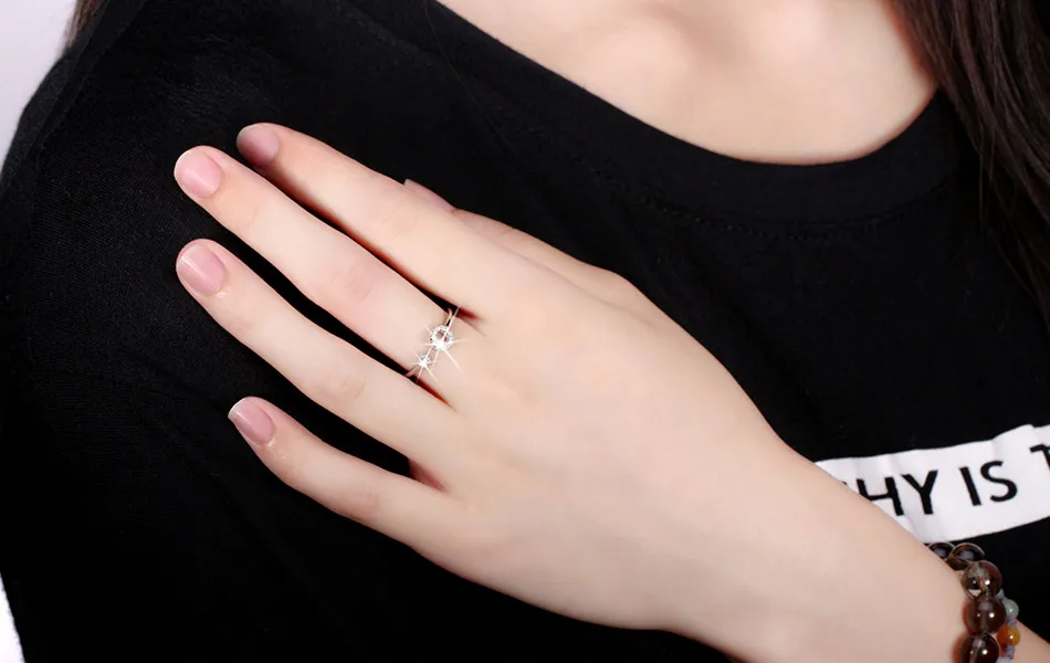 Effie queen, настоящее 925 пробы, серебряные женские кольца с верхом, имитация жемчуга, регулируемое кольцо на палец, обручальное кольцо, ювелирное изделие BR16