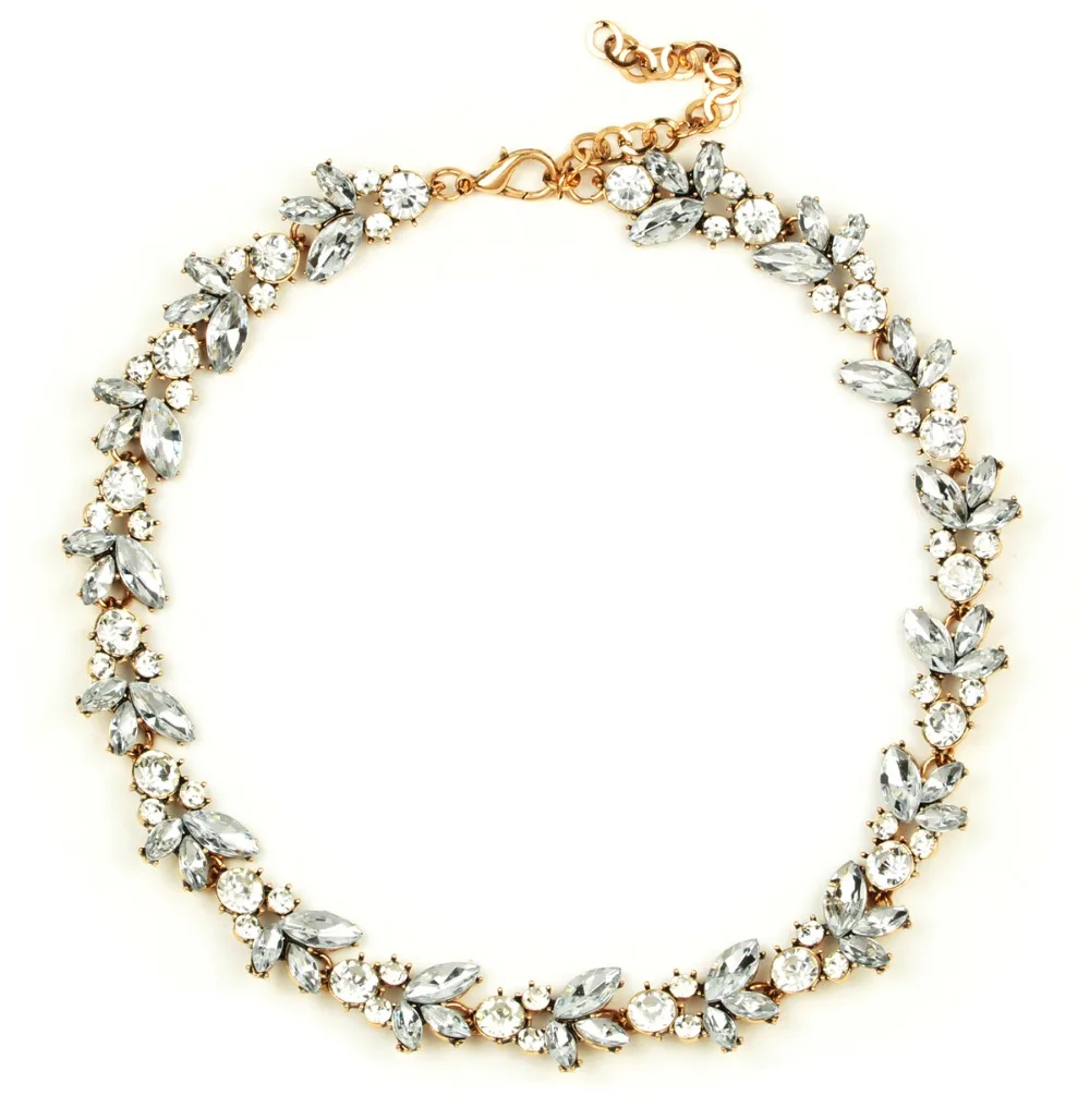 

Luxury Clear Green Bib collar necklace, Vintage Gold top quality crystal bib necklace, Women party jewelry wholesale