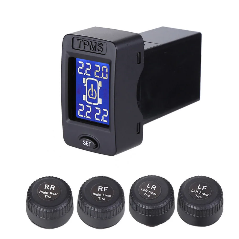 Car Wireless TPMS LCD Tire Pressure Monitor System with 4 External
