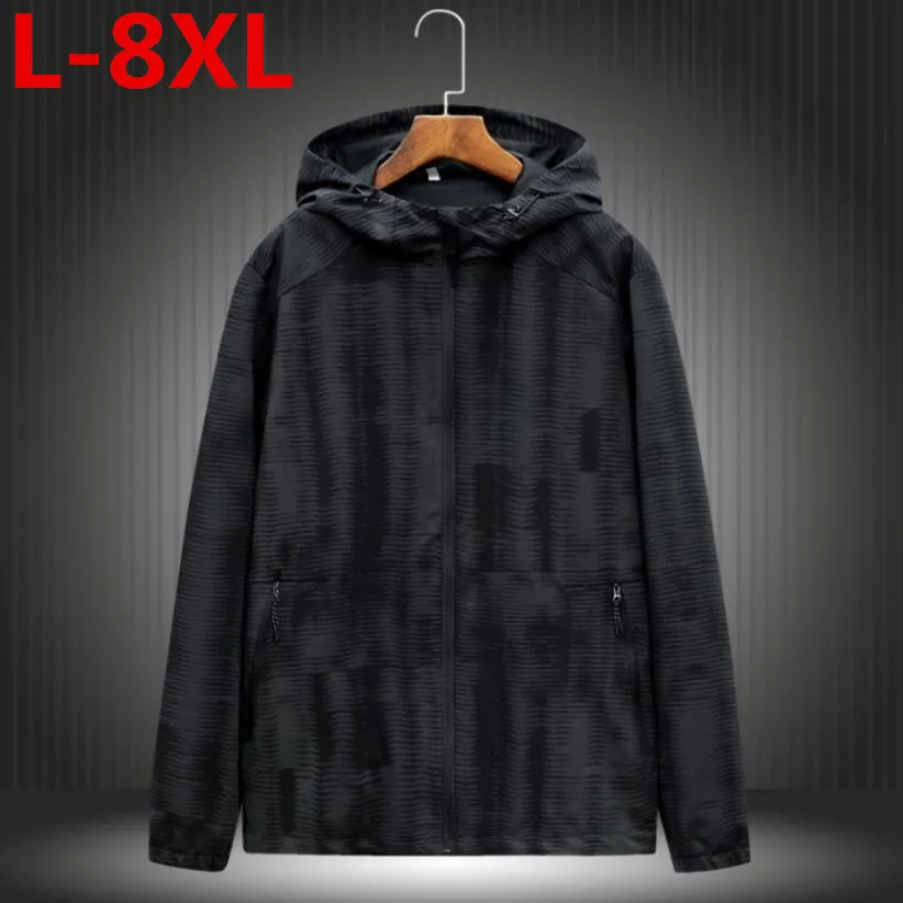 

2018 big size Fashion High Quality Jacket Coats Men Casual Hooded Jacket Men Thin Windbreaker Zipper Coats Outwear 8XL 7XL 6XL