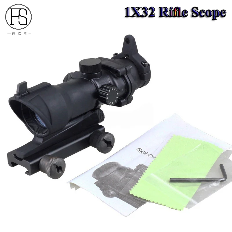 

High Quality Tactical Rifle Scope 1X32 Red Green Dot Sight Scope Shooting Hunting Optics Sight Riflescope Fit 20mm Rail Mount
