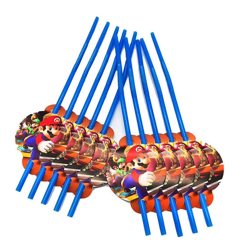 

10pcs/lot super mario bros birthday decorations party supplies disposable straws drinking for kid favors party decoration supply