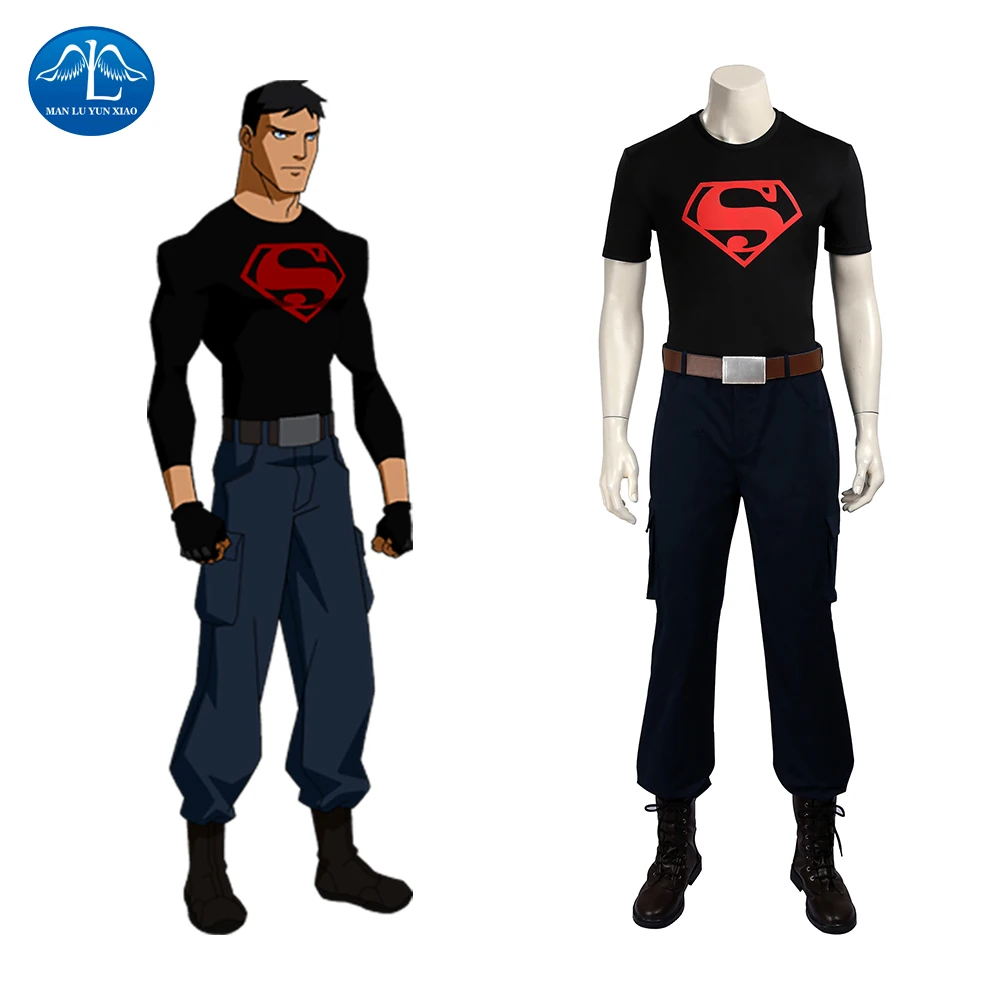 Fashion Men's Young Justice Superboy Cosplay Costume in Anime Costumes