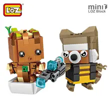 Лоз мини-блоки енот цветочный горшок детское дерево фигурка игрушки строительные блоки кирпичи Аниме Фигурка DIY набор один для возраста 6