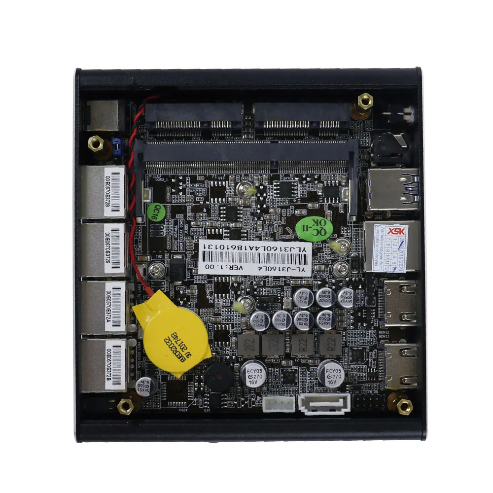 Безвентиляторный мини ПК Поддержка AES NI брандмауэр PFsense Celeron J3060 J3160 с 4 * LAN 1 COM 2 HDMI