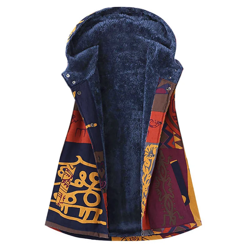 

Vintage Print Coat Women Autumn Sleeveless Jacket Hooded Pockets Plus Size Jacket Women Clothes Warm Coat Girl #N14 #N#N #N #N