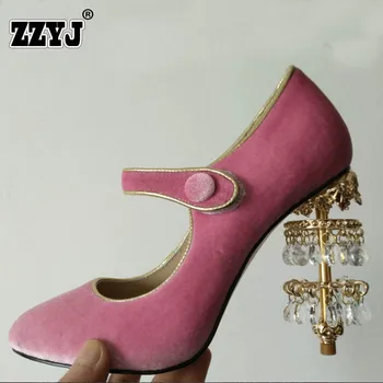 New Brand design Wedding Shoes Natural leather High Quality Suede Heels Woman Crystal Hanging Compose Banquet Pink Yellow Black