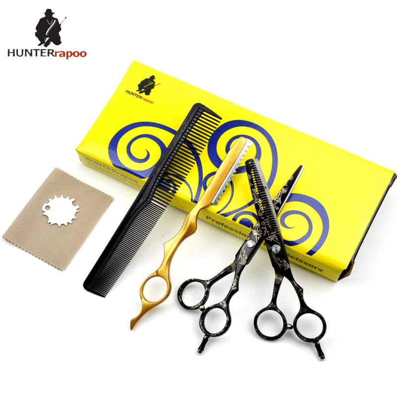

HUNTERrapoo HT9140 Stainless Steel Cobalt Beauty Hair Scissors Set Thinning Shear 6" Barber Scissors for hairdressing salons