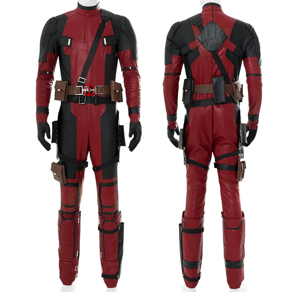 

Deadpool 2 Wade Winston Wilson Cosplay Costume Red Deadpool PU Leather Cosplay Jumpsuit Full Set Adult Halloween Cosplay Costume
