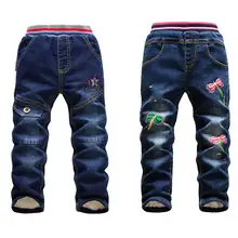 Лидер продаж, джинсовые штаны для маленьких девочек, модные хлопковые детские джинсы, брюки зима г., осенняя одежда для девочек, Размер 10 теплые штаны для больших мальчиков