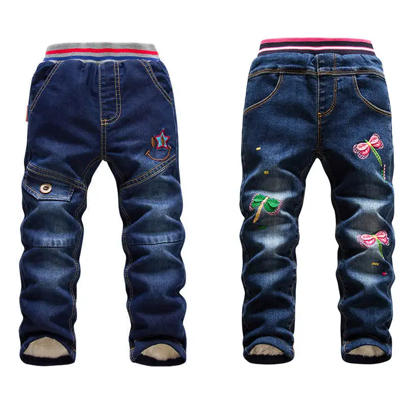 

Hot Sale Baby Girl Jean Pant Fashion Cotton Kids Jeans Trousers Winter 2018 Size 10 Girls Fall Clothing Big Boys Warm Pants