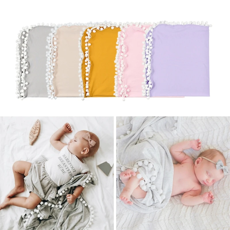 Детские мягкие муслиновые пеленальные одеяла с помпонами пеленальные обертки для новорожденных реквизит для фотосессии