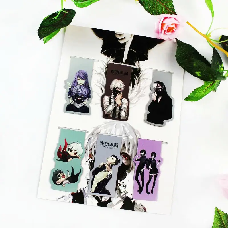 

6pcs Tokyo Ghoul Anime Magnetic Bookmark Cartoon Magnet Bookmark Child Student Kawaii Gift Bookmarks Office Stationery