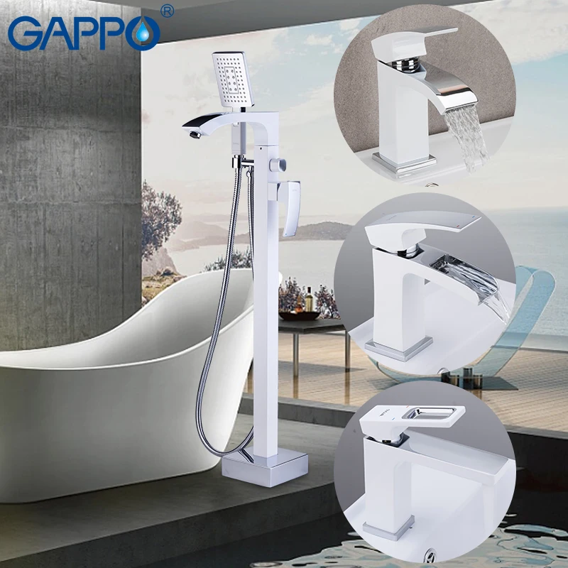 

GAPPO Bathtub Faucets white chrome bathroom bathtub faucet bath shower mixer shower head set bathroom basin faucet mixers