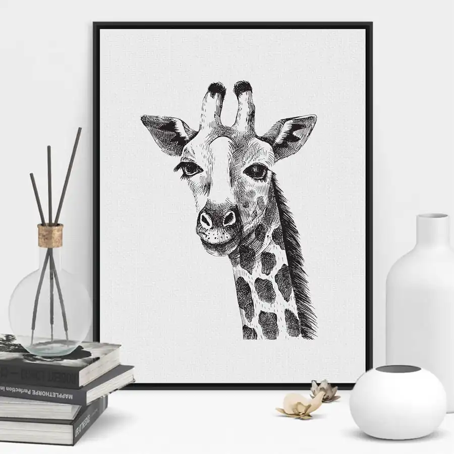 Giraffe In Black And White Art Print Home Decor Wall Art Poster D