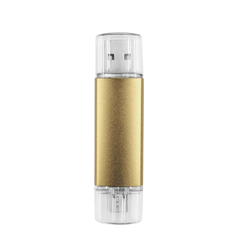 Смартфон USB флеш-накопитель металлический флеш-накопитель 64 Гб Флешка 8 ГБ 16 ГБ 32 ГБ 4 ГБ OTG внешний накопитель Usb карта памяти флеш-накопитель - Цвет: Gold OTG 2.0