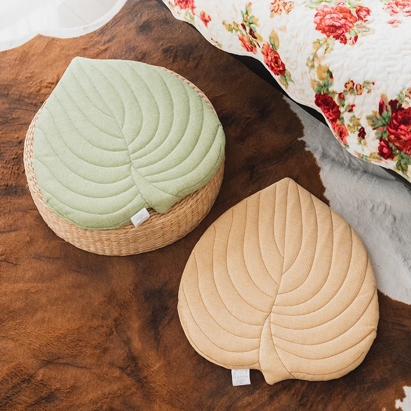 40x45cm Japan style linen non slip leaf shaped seat cushion dining