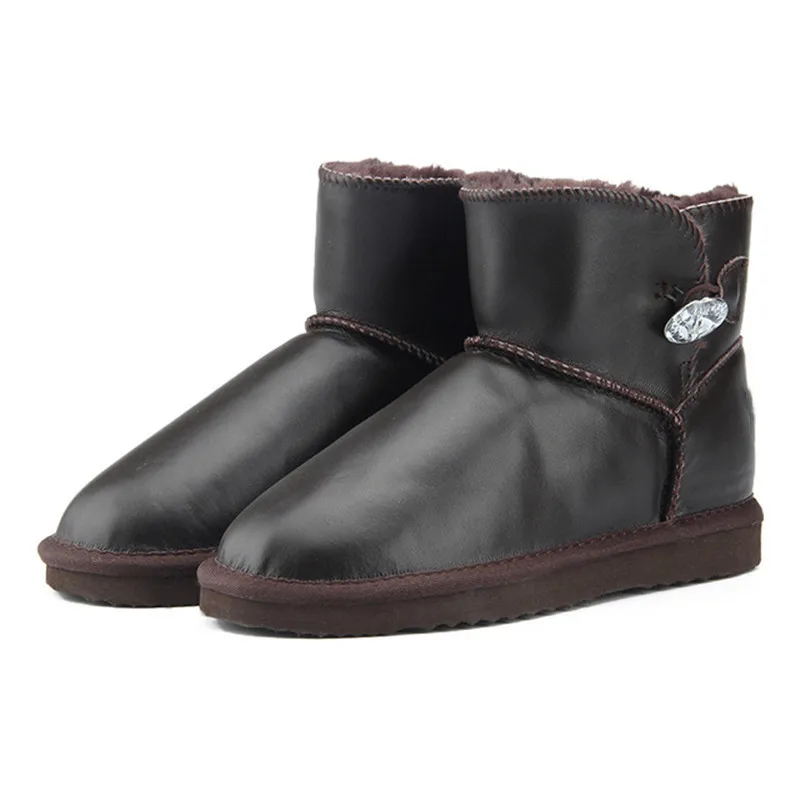 

GRWG New Women Shoes Cowhide Genuine Leather Waterproof Genuine Cowhide Leather Snow Boots Wool Women Boots Warm Winter Shoes